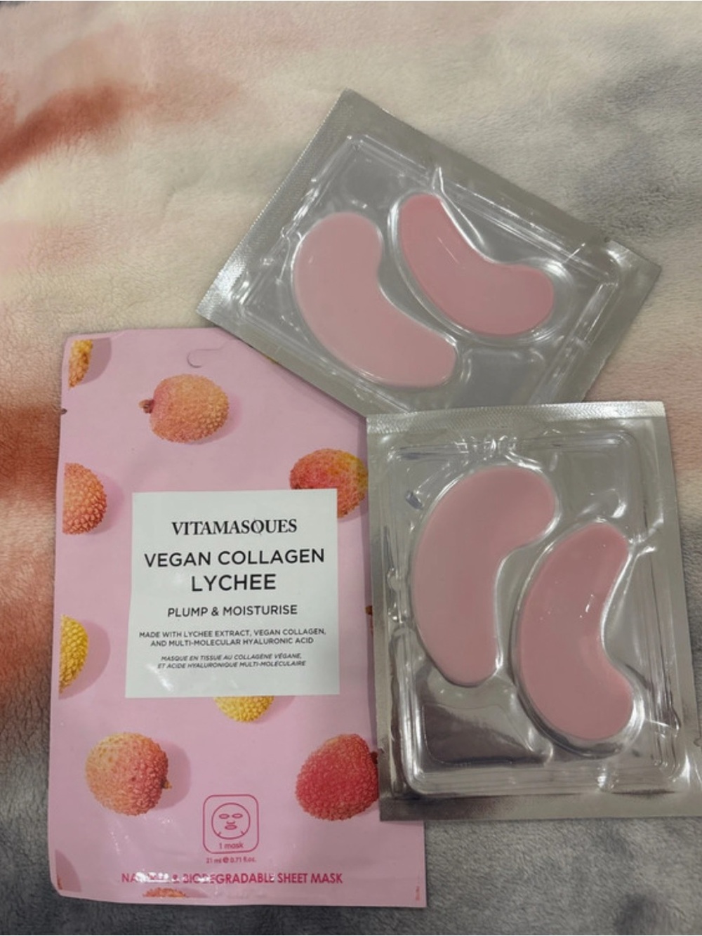 VITAMASQUES Vegan Collagen Lychee Eye Gel Patches – Pink Under-Eye Hydration